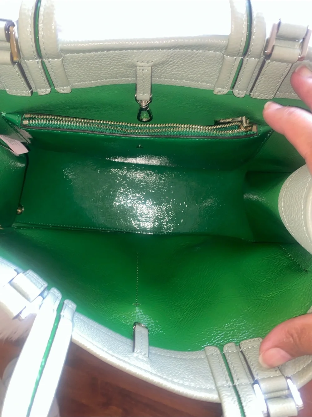 kate spade Mint Green Structured Pebbled Leather Tote